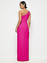 Alt View 3 Thumbnail - Think Pink One-Shoulder Crepe Trumpet Gown with Front Slit