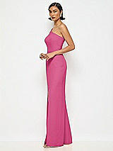 Alt View 2 Thumbnail - Tea Rose One-Shoulder Crepe Trumpet Gown with Front Slit