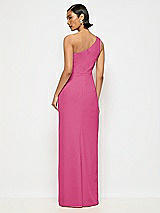 Alt View 3 Thumbnail - Tea Rose One-Shoulder Crepe Trumpet Gown with Front Slit