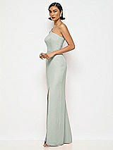 Alt View 2 Thumbnail - Willow Green One-Shoulder Crepe Trumpet Gown with Front Slit
