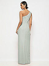 Alt View 3 Thumbnail - Willow Green One-Shoulder Crepe Trumpet Gown with Front Slit