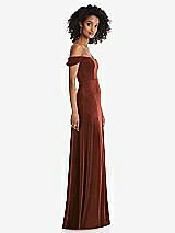 Alt View 1 Thumbnail - Auburn Moon Off-the-Shoulder Flounce Sleeve Velvet Maxi Dress