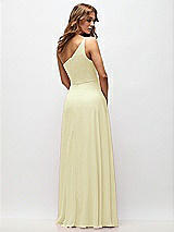 Rear View Thumbnail - Butter Yellow One-Shoulder Chiffon Maxi Dress with Shirred Front Slit