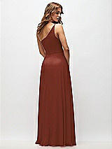 Rear View Thumbnail - Auburn Moon One-Shoulder Chiffon Maxi Dress with Shirred Front Slit