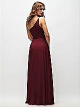 Rear View Thumbnail - Cabernet One-Shoulder Chiffon Maxi Dress with Shirred Front Slit