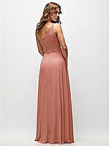 Rear View Thumbnail - Desert Rose One-Shoulder Chiffon Maxi Dress with Shirred Front Slit