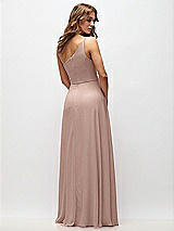 Rear View Thumbnail - Neu Nude One-Shoulder Chiffon Maxi Dress with Shirred Front Slit