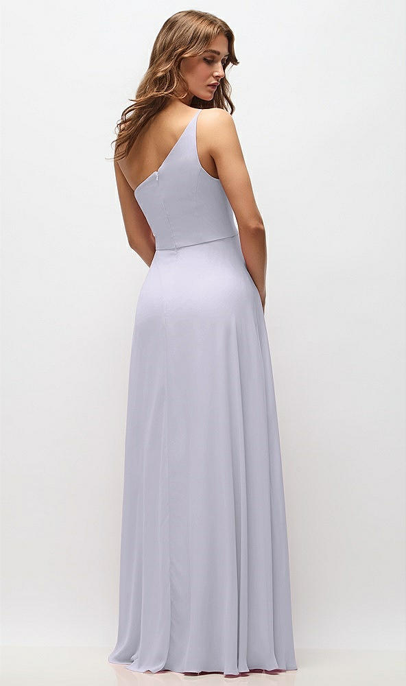 Back View - Silver Dove One-Shoulder Chiffon Maxi Dress with Shirred Front Slit