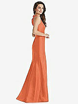 Side View Thumbnail - Portofino Orange Jewel Neck Bowed Open-Back Trumpet Dress with Front Slit