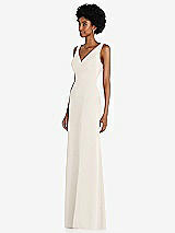 Side View Thumbnail - Ivory Square Low-Back A-Line Dress with Front Slit and Pockets