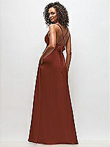 Rear View Thumbnail - Auburn Moon Deep V-Neck Shirred Skirt Maxi Dress with Convertible Straps