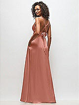 Rear View Thumbnail - Desert Rose Deep V-Neck Shirred Skirt Maxi Dress with Convertible Straps