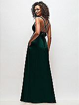 Rear View Thumbnail - Evergreen Deep V-Neck Shirred Skirt Maxi Dress with Convertible Straps