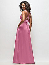 Rear View Thumbnail - Orchid Pink Deep V-Neck Shirred Skirt Maxi Dress with Convertible Straps