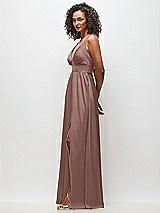Side View Thumbnail - Sienna Deep V-Neck Shirred Skirt Maxi Dress with Convertible Straps