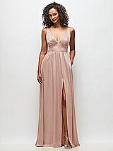 Front View Thumbnail - Toasted Sugar Deep V-Neck Shirred Skirt Maxi Dress with Convertible Straps