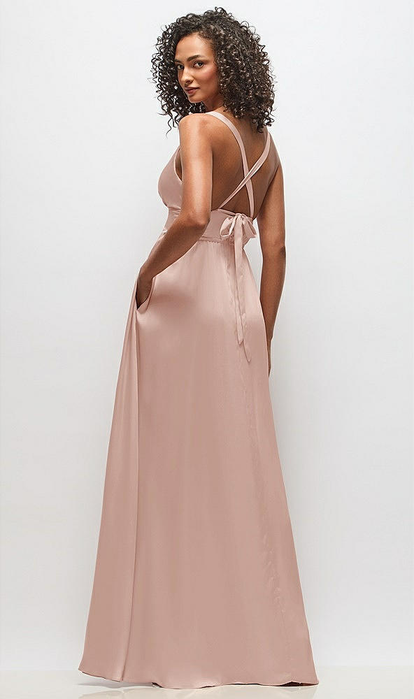Back View - Toasted Sugar Deep V-Neck Shirred Skirt Maxi Dress with Convertible Straps