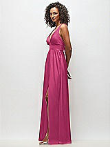 Side View Thumbnail - Tea Rose Deep V-Neck Shirred Skirt Maxi Dress with Convertible Straps