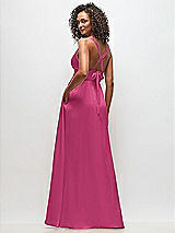 Rear View Thumbnail - Tea Rose Deep V-Neck Shirred Skirt Maxi Dress with Convertible Straps