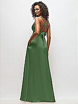Rear View Thumbnail - Vineyard Green Deep V-Neck Shirred Skirt Maxi Dress with Convertible Straps