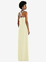 Side View Thumbnail - Butter Yellow Draped Chiffon Grecian Column Gown with Convertible Straps