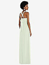 Side View Thumbnail - Mint Green Draped Chiffon Grecian Column Gown with Convertible Straps