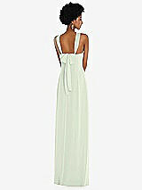 Rear View Thumbnail - Mint Green Draped Chiffon Grecian Column Gown with Convertible Straps