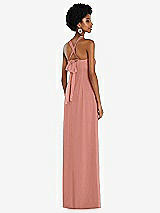 Side View Thumbnail - Desert Rose Draped Chiffon Grecian Column Gown with Convertible Straps