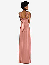 Rear View Thumbnail - Desert Rose Draped Chiffon Grecian Column Gown with Convertible Straps