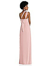 Alt View 2 Thumbnail - Rose Draped Chiffon Grecian Column Gown with Convertible Straps