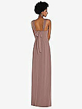 Rear View Thumbnail - Sienna Draped Chiffon Grecian Column Gown with Convertible Straps