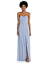 Alt View 3 Thumbnail - Sky Blue Draped Chiffon Grecian Column Gown with Convertible Straps