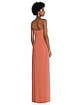 Alt View 4 Thumbnail - Terracotta Copper Draped Chiffon Grecian Column Gown with Convertible Straps