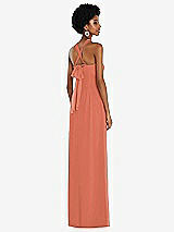 Side View Thumbnail - Terracotta Copper Draped Chiffon Grecian Column Gown with Convertible Straps