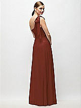 Rear View Thumbnail - Auburn Moon Draped One-Shoulder Maxi Dress with Scarf Bow