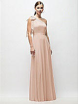 Front View Thumbnail - Cameo Draped One-Shoulder Maxi Dress with Scarf Bow