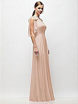 Side View Thumbnail - Cameo Draped One-Shoulder Maxi Dress with Scarf Bow