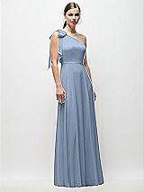 Front View Thumbnail - Cloudy Draped One-Shoulder Maxi Dress with Scarf Bow