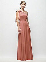 Front View Thumbnail - Desert Rose Draped One-Shoulder Maxi Dress with Scarf Bow