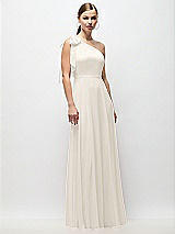 Front View Thumbnail - Ivory Draped One-Shoulder Maxi Dress with Scarf Bow
