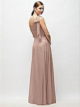 Rear View Thumbnail - Neu Nude Draped One-Shoulder Maxi Dress with Scarf Bow