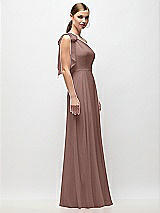 Side View Thumbnail - Sienna Draped One-Shoulder Maxi Dress with Scarf Bow