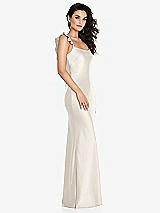 Alt View 1 Thumbnail - Ivory Ruffle Trimmed Open-Back Maxi Slip Dress