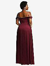 Rear View Thumbnail - Cabernet Off-the-Shoulder Flounce Sleeve Empire Waist Gown with Front Slit
