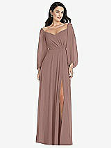 Alt View 1 Thumbnail - Sienna Off-the-Shoulder Puff Sleeve Maxi Dress with Front Slit