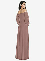 Rear View Thumbnail - Sienna Off-the-Shoulder Puff Sleeve Maxi Dress with Front Slit