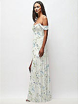 Side View Thumbnail - Bleu Garden Off-the-Shoulder Basque Neck Maxi Dress with Flounce Sleeves