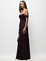 Side View Thumbnail - Deep Plum Off-the-Shoulder Basque Neck Maxi Dress with Flounce Sleeves
