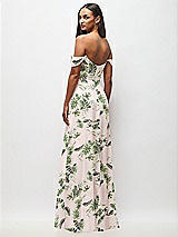 Rear View Thumbnail - Palm Beach Print Off-the-Shoulder Basque Neck Maxi Dress with Flounce Sleeves