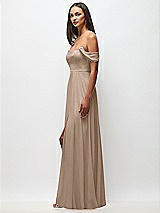 Side View Thumbnail - Topaz Off-the-Shoulder Basque Neck Maxi Dress with Flounce Sleeves